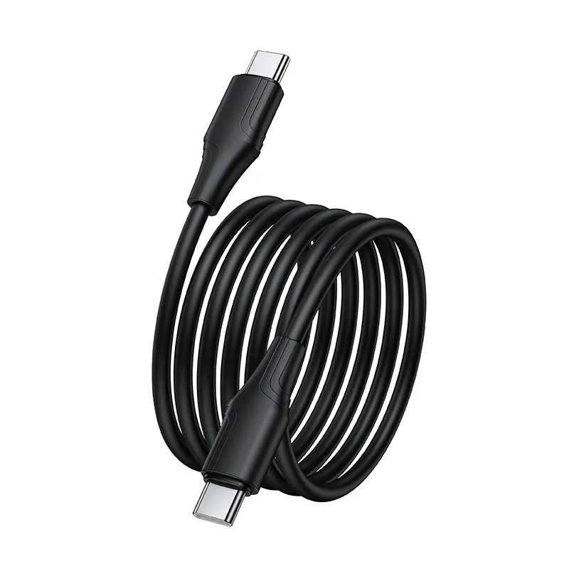 Silicone Cable USB C to USB C Hoco 3A 60W 1 m X124 black - Image 3