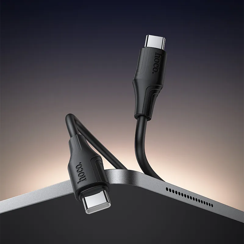Silicone Cable USB C to USB C Hoco 3A 60W 1 m X124 black - Image 4