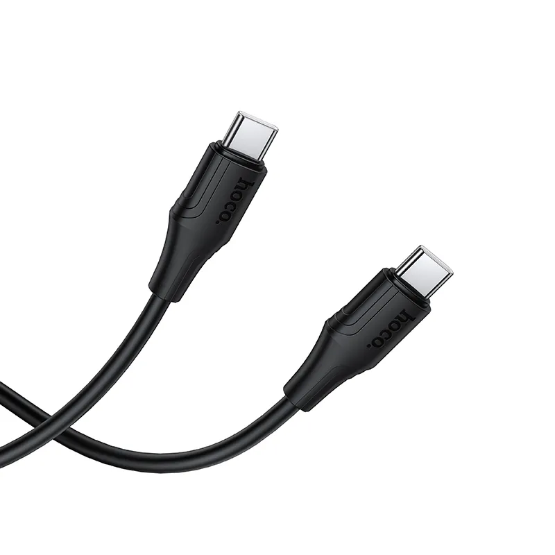 Silicone Cable USB C to USB C Hoco 3A 60W 1 m X124 black - Image 2