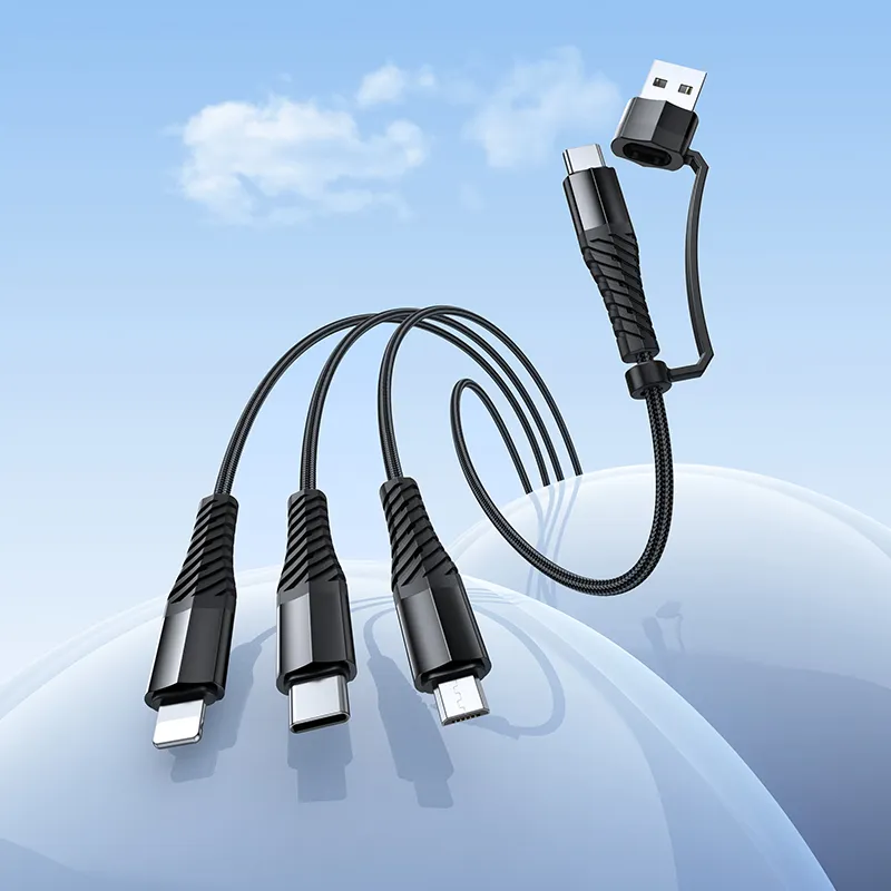 Cable 3in1 USB C / USB A to Lightning + USB C + Micro USB Hoco 1 m X123 black - Image 7