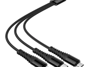 Cable 3in1 USB C / USB A to Lightning + USB C + Micro USB Hoco 1 m X123 black