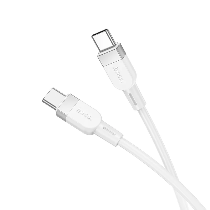 Silicone Cable USB C to USB C Hoco 3A 60W 1 m X109 white - Image 2