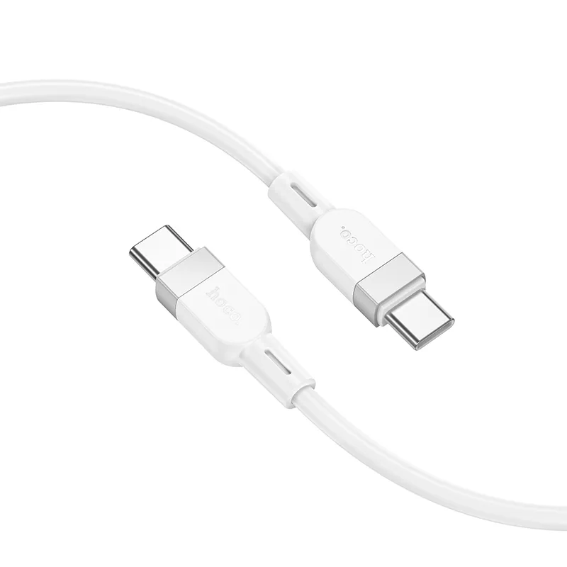 Silicone Cable USB C to USB C Hoco 3A 60W 1 m X109 white - Image 3