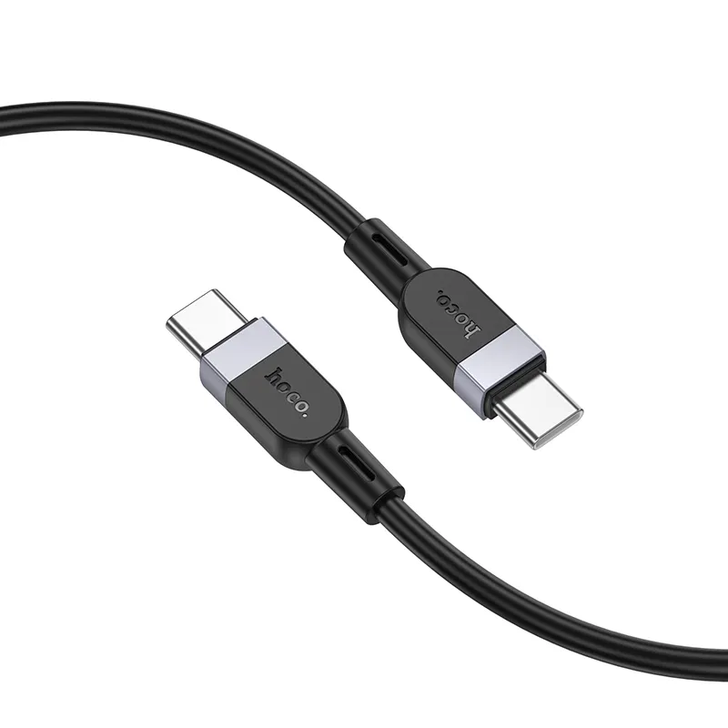 Silicone Cable USB C to USB C Hoco 3A 60W 2 m X109 black - Image 2