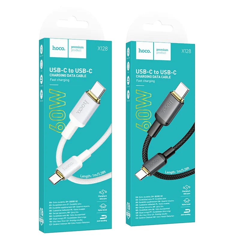 Cable USB C to USB C Hoco 3A 60W 1 m X128 Benefit black - Image 7
