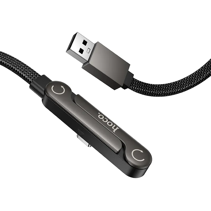 Cable with bracket USB A to USB C 3A Hoco 1,2 m U150 Exquisite black - Image 3