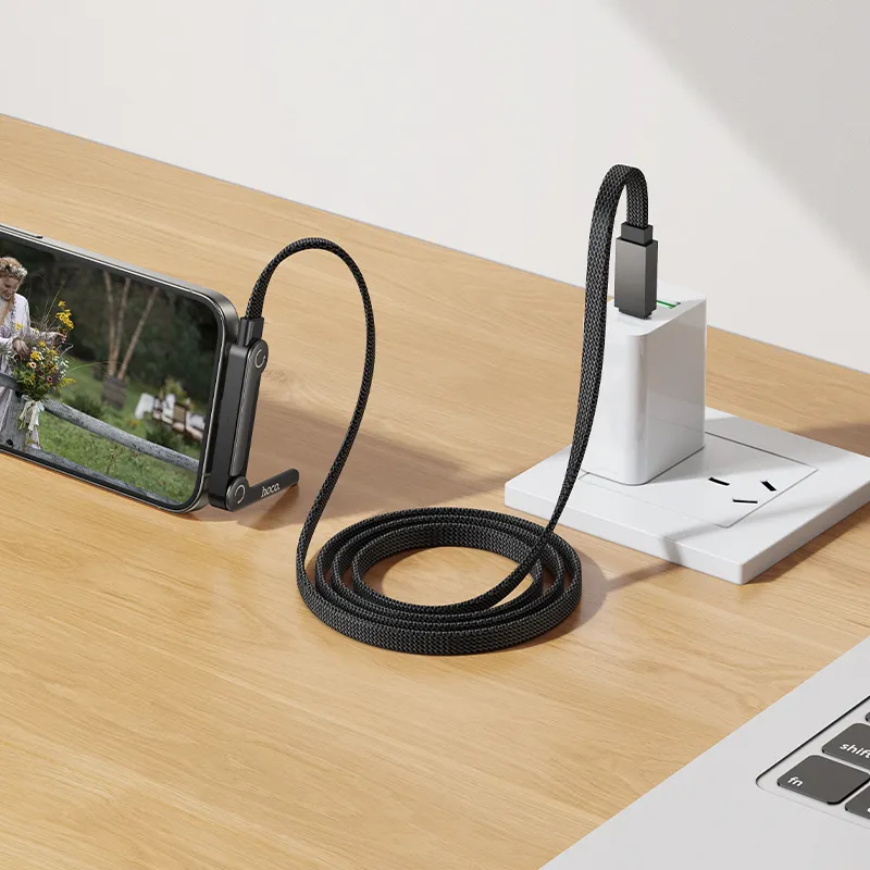 Cable with bracket USB C to USB C PD 60W Hoco 1,2 m U150 Exquisite black - Image 7