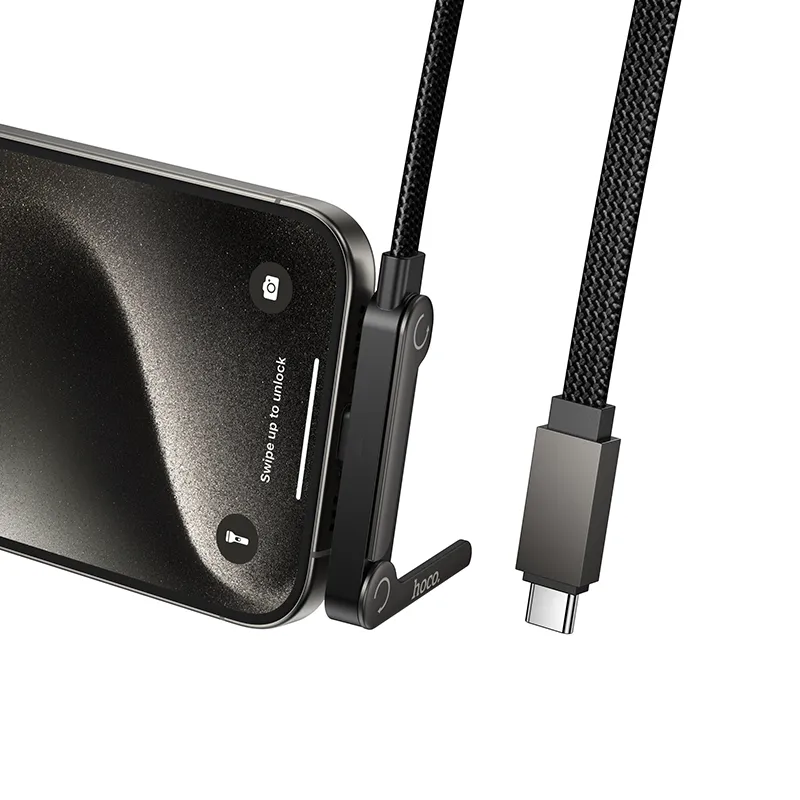 Cable with bracket USB C to USB C PD 60W Hoco 1,2 m U150 Exquisite black - Image 4