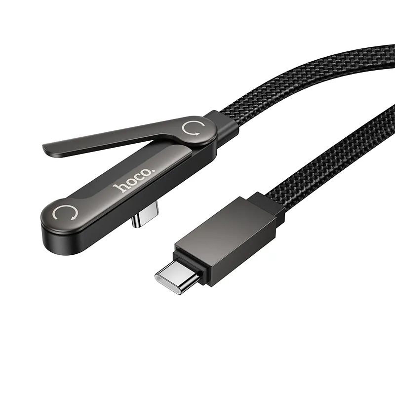Cable with bracket USB C to USB C PD 60W Hoco 1,2 m U150 Exquisite black - Image 2