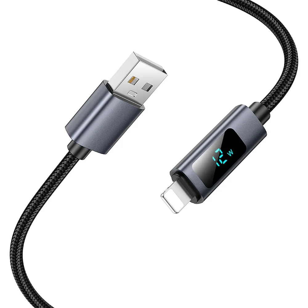 Cable USB A to Lightning Hoco 2,4A with display 1 m X112 black - Image 4