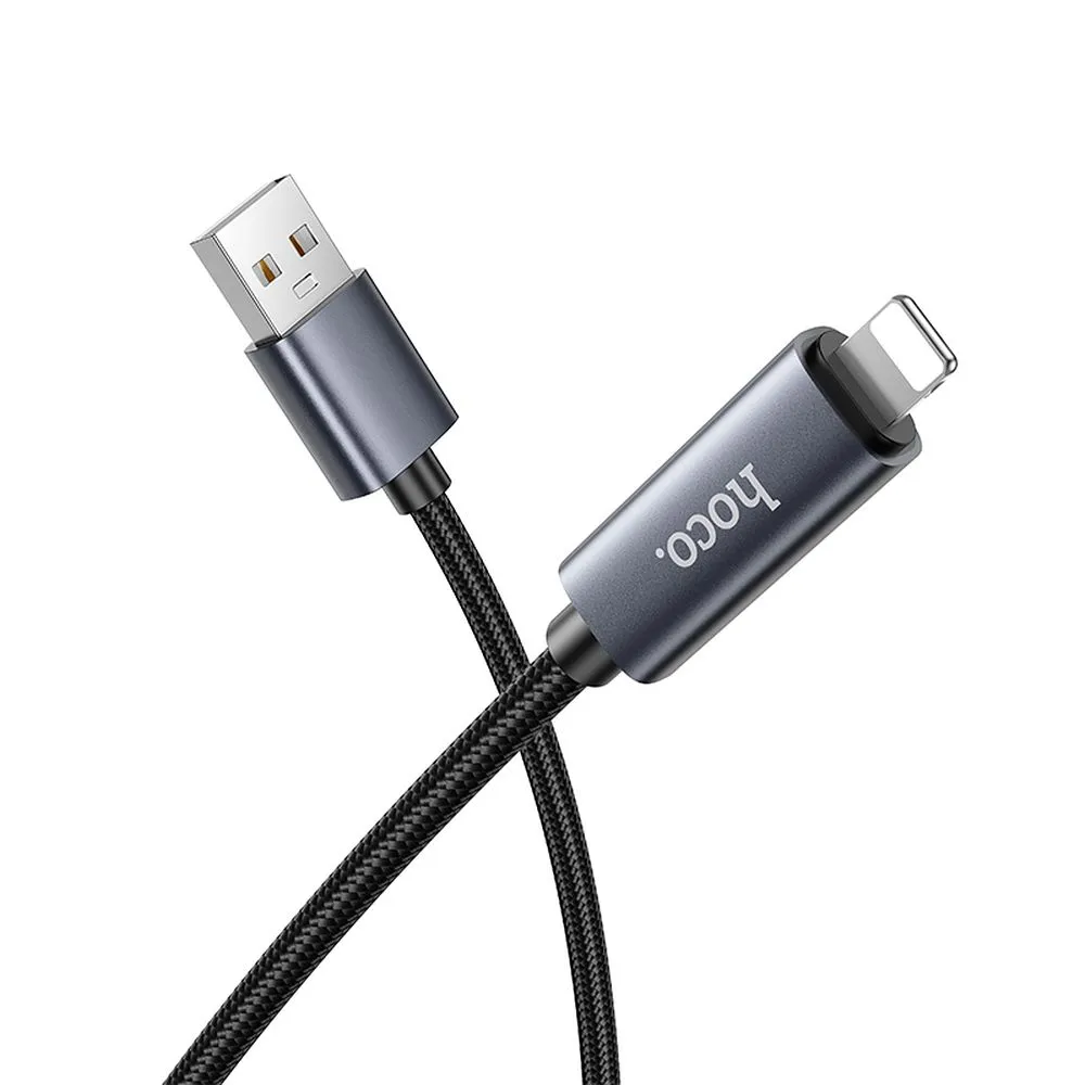 Cable USB A to Lightning Hoco 2,4A with display 1 m X112 black - Image 2