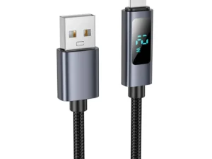 Cable USB A to Lightning Hoco 2,4A with display 1 m X112 black