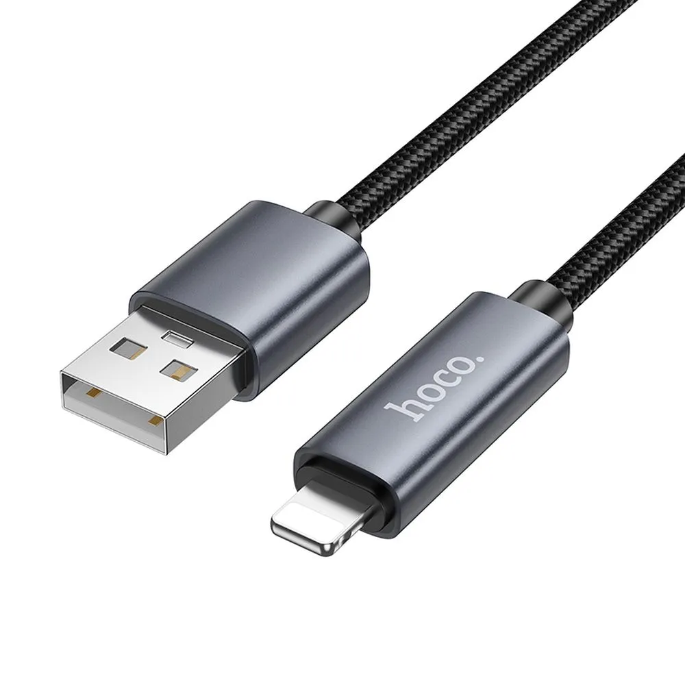 Cable USB A to Lightning Hoco 2,4A with display 1 m X112 black - Image 3