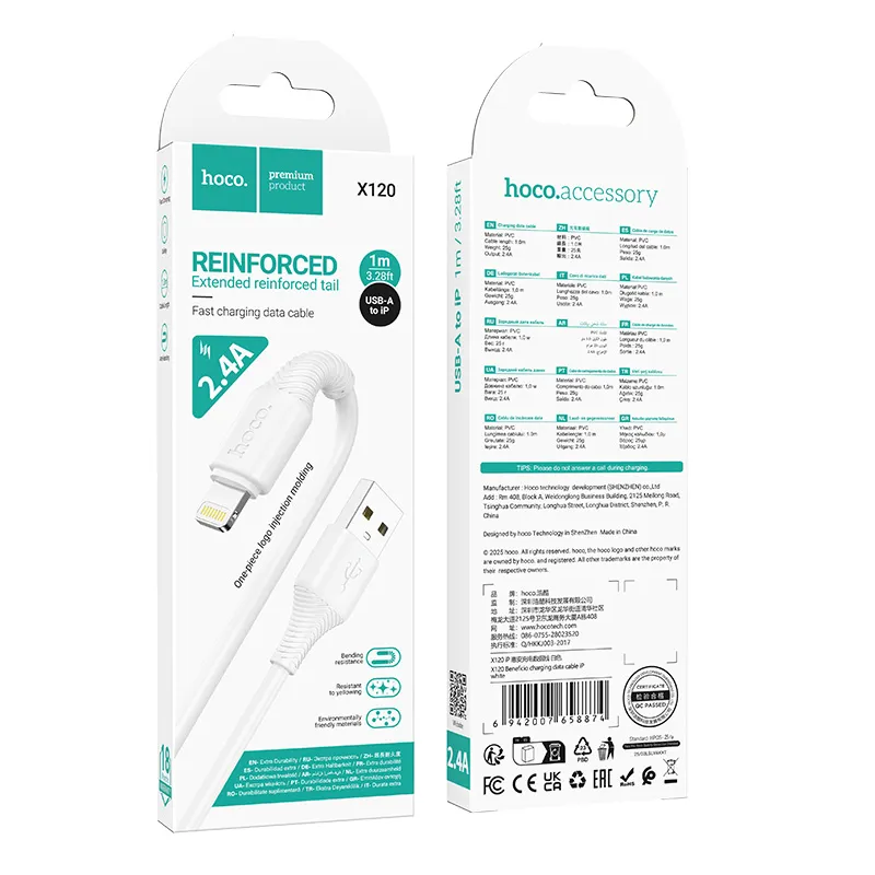 Cable USB C to Lightning Hoco PD 27W 1 m X120 white - Image 5