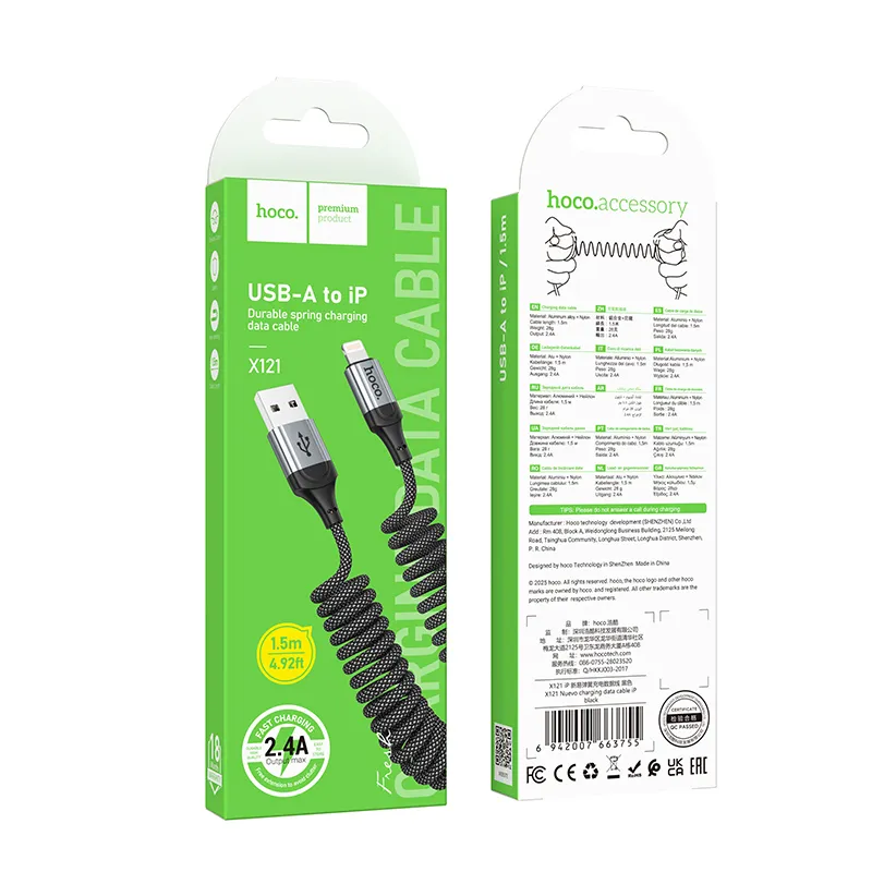 Hoco PD USB A - Lightning kábel 2,4A 1,5 m X121 fekete - Image 9