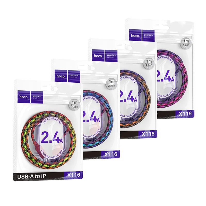 Cable USB A to Lightning Hoco 2,4A 1 m X116 gradient purple - Image 6