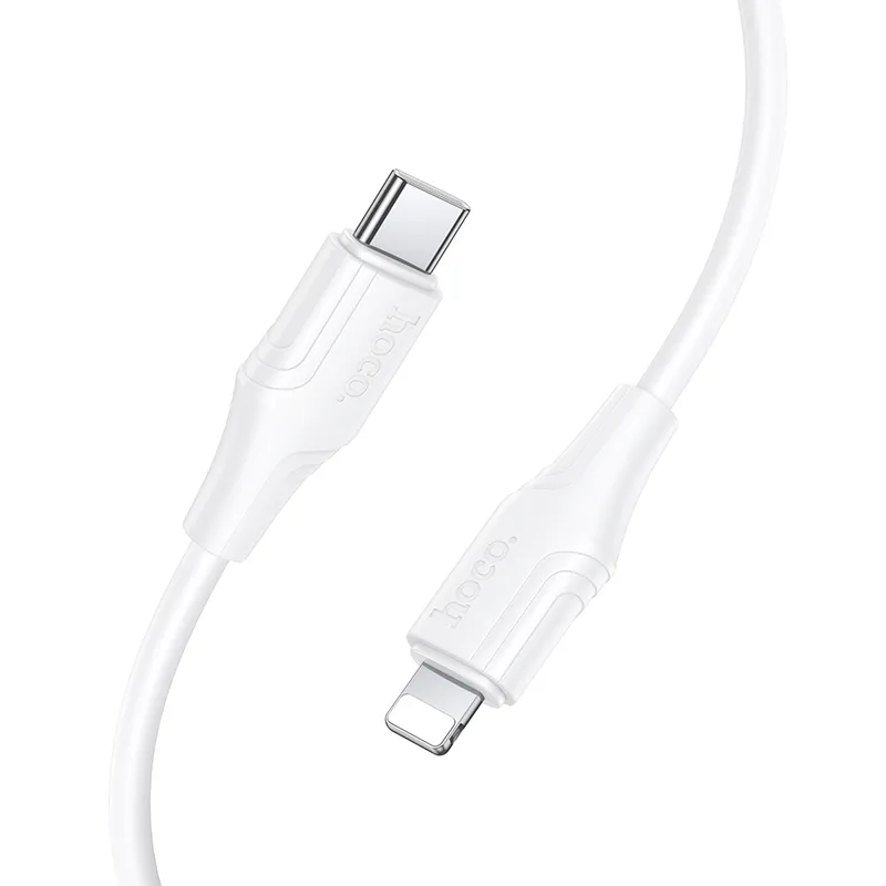 Silicone Cable USB C to Lightning Hoco 27W 1 m X124 white - Image 2