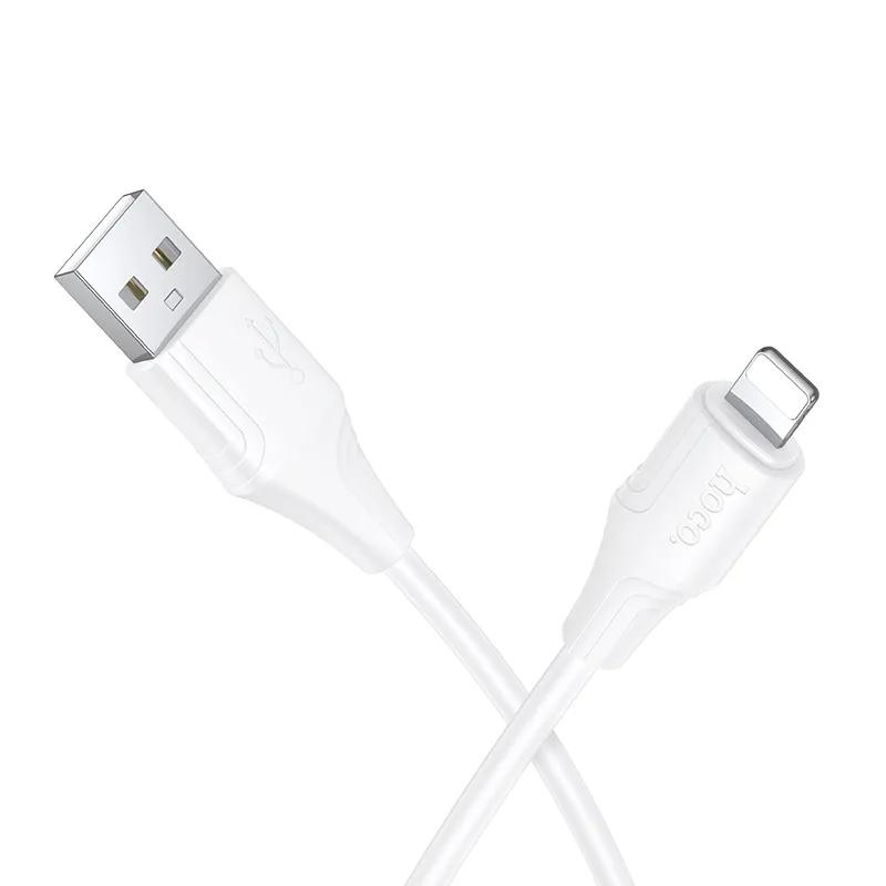 Silicone Cable USB A to Lightning Hoco 2,4A 1 m X124 white