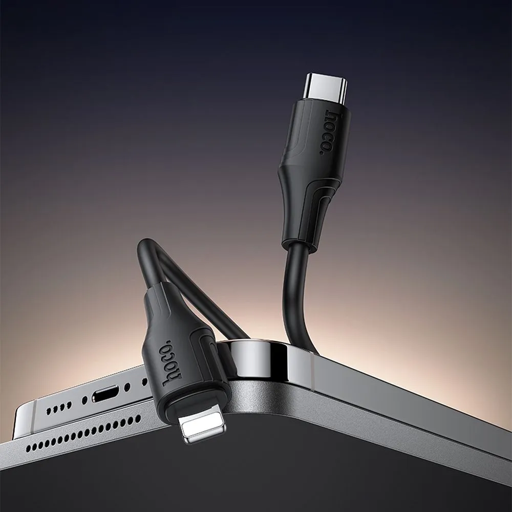 Silicone Cable USB C to Lightning Hoco 27W 1 m X124 black - Image 5