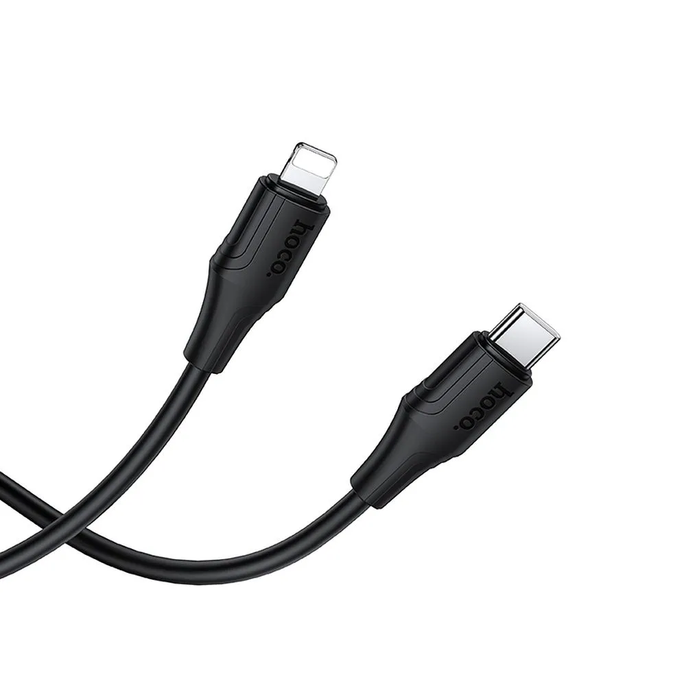 Silicone Cable USB C to Lightning Hoco 27W 1 m X124 black - Image 2