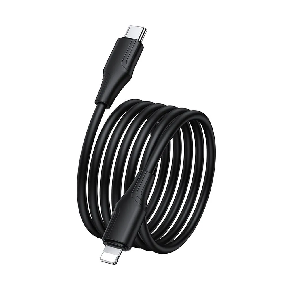 Silicone Cable USB C to Lightning Hoco 27W 1 m X124 black - Image 3