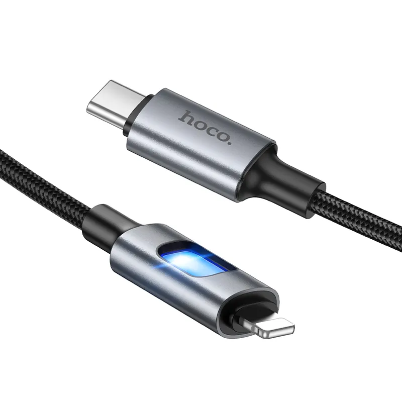 LED Cable USB C to Lightning Hoco PD 27W 1,2 m U144 black - Image 2