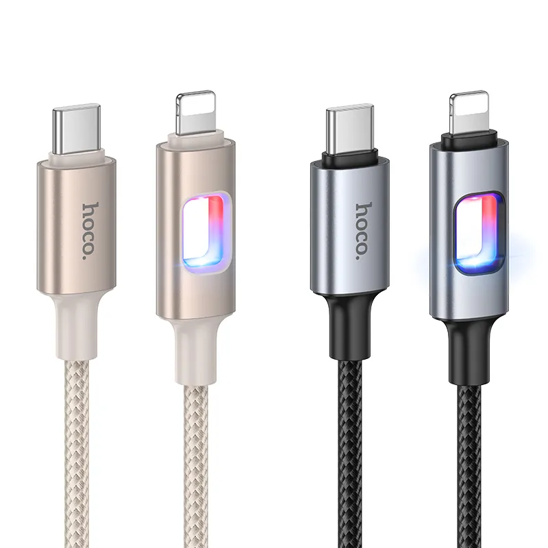 LED Cable USB C to Lightning Hoco PD 27W 1,2 m U144 black - Image 4