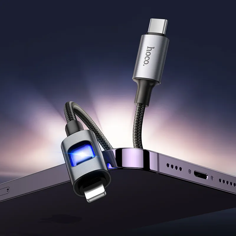 LED Cable USB C to Lightning Hoco PD 27W 1,2 m U144 black - Image 5