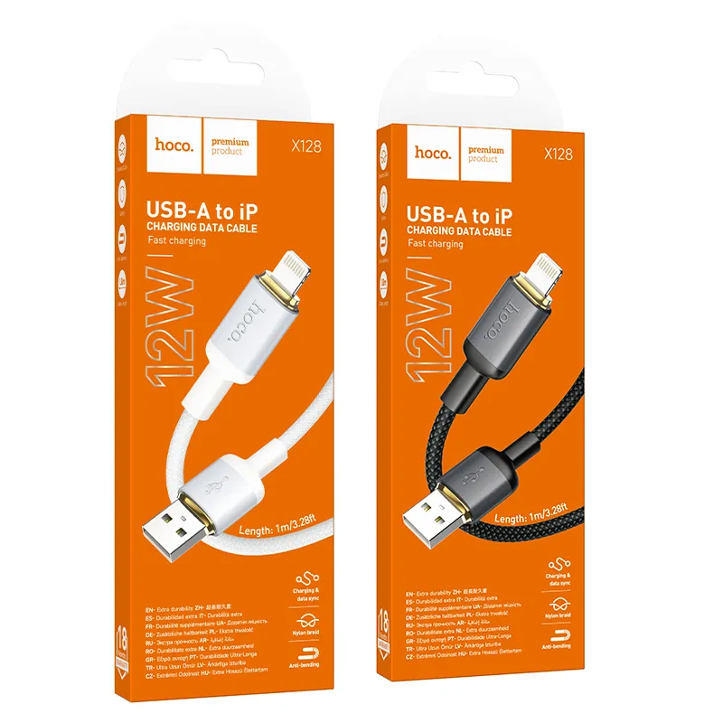 Cable USB A to Lightning Hoco 2,4A 1 m X128 Benefit black - Image 7