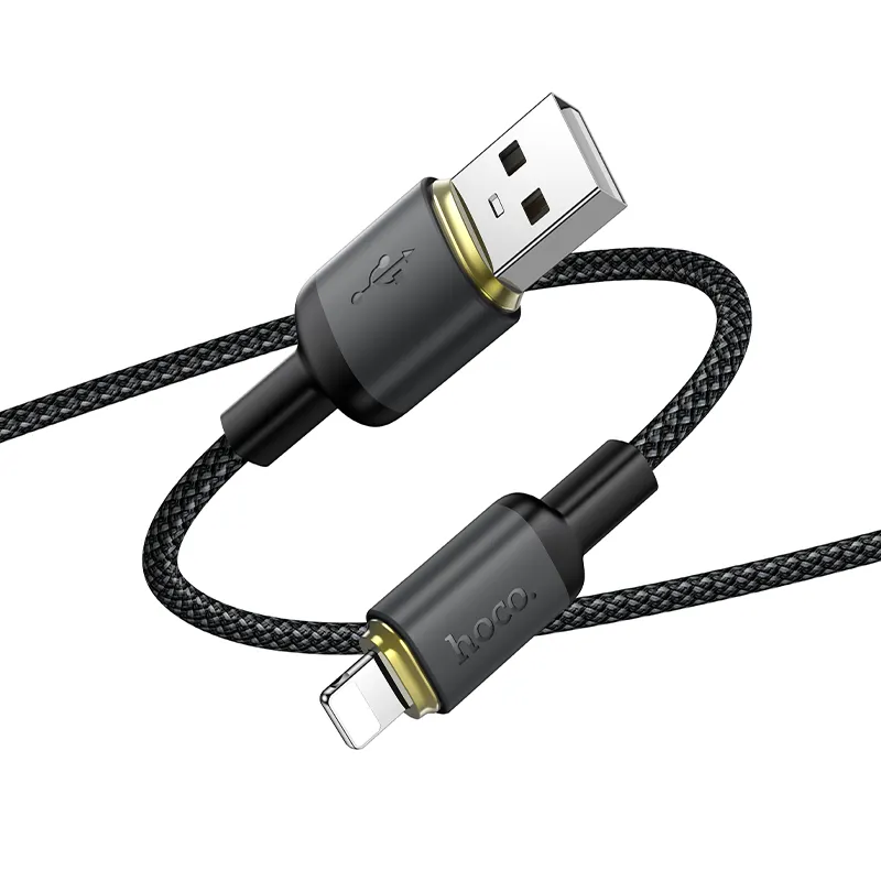 Cable USB A to Lightning Hoco 2,4A 1 m X128 Benefit black - Image 2