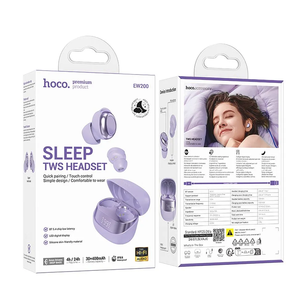 Wireless earphones Hoco TWS EW200 purple - 4. kép