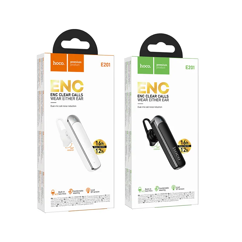 Vezeték nélküli mono fülhallgató (ENC, BT 6.0, 130 mAh) Hoco E201 fekete - Image 8