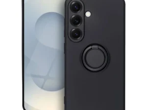 Samsung S25 szilikon gyűrűs tok, fekete