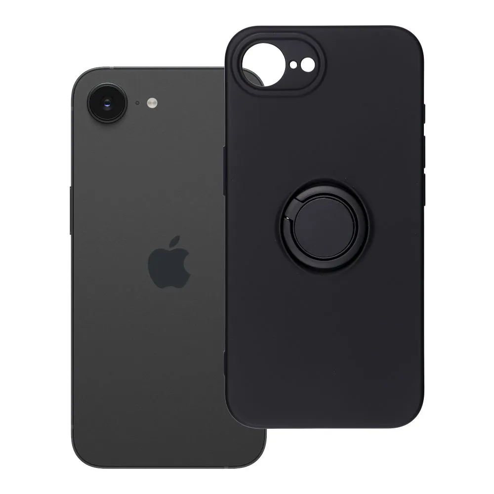 iPhone 16e (SE 4 2025) / 17e szilikongyűrűs tok, fekete