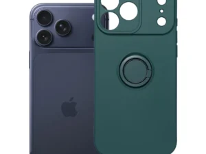 Case for iPhone 17 Pro Max / 18 Pro Max (low camera edge) Silicone Ring green