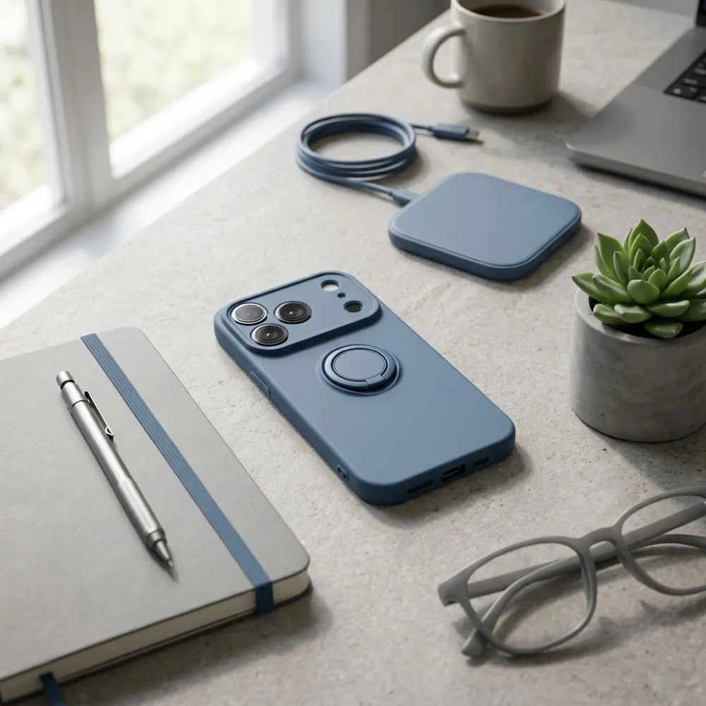 Case for iPhone 18 Pro / 17 Pro Silicone Ring dark blue - Image 4