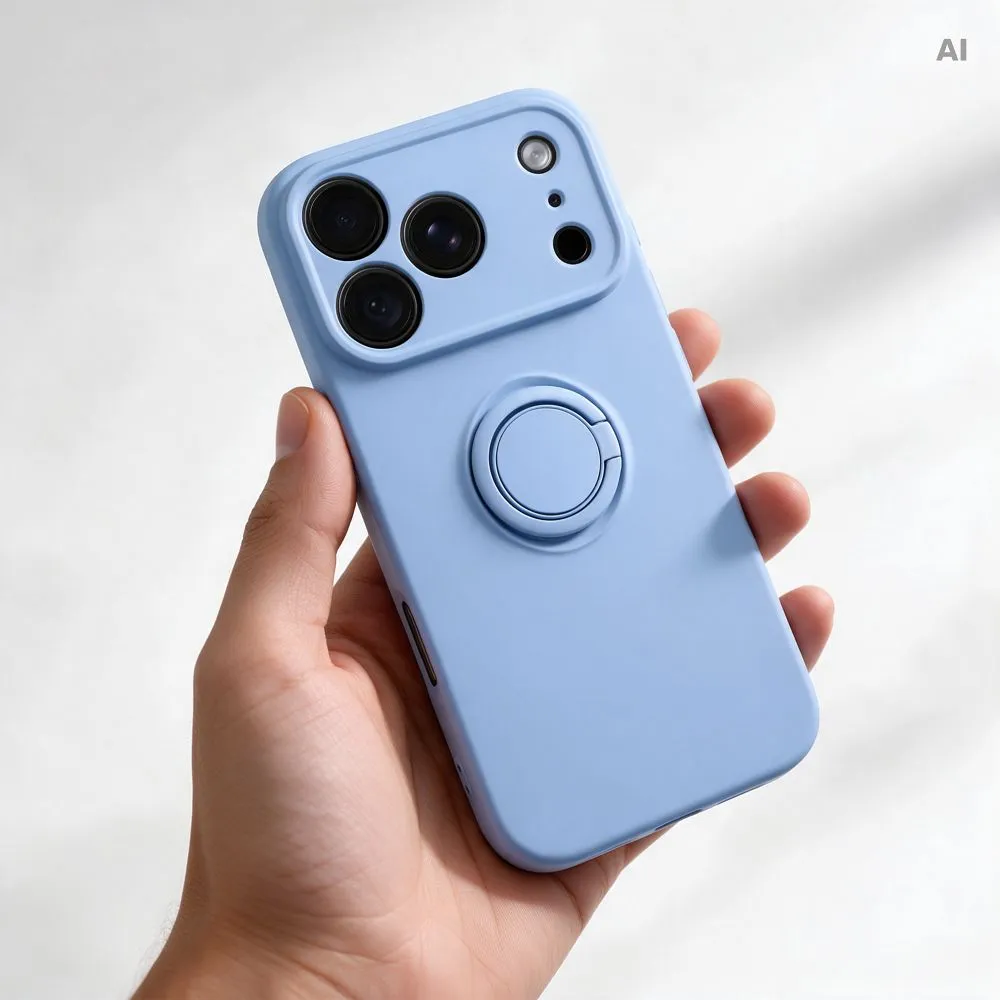 Case for iPhone 18 Pro Max / 17 Pro Max Silicone Ring light blue - Image 3