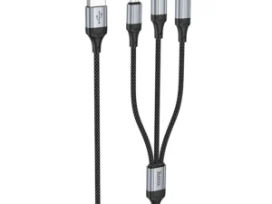 Cable 3in1 USB A to Lightning / Micro USB / USB C Hoco 2,4A 1 m X102 black