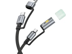 Cable All-in-one USB A / USB C to USB C / LED Light Hoco 3A 60W 1,2 m U138 black