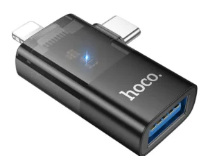 Adapter OTG 2in1 Lightning / USB C to USB A Hoco UA36E black
