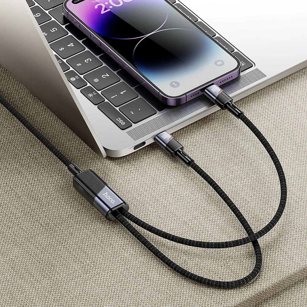 Cable 2in1 USB C to USB C + Lightning Hoco 5A 100W 1,2 m U139 black - 4. kép
