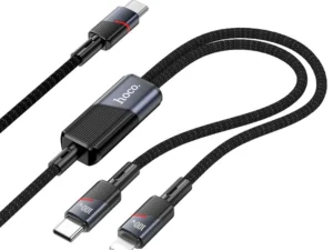 Cable 2in1 USB C to USB C + Lightning Hoco 5A 100W 1,2 m U139 black