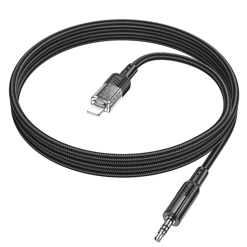 Cable AUX Jack 3,5 mm to Lightning Hoco 1,2 m UPA27 black - Image 2