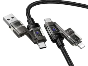 Cable 4in1 USB A/C to USB C/Lightning Hoco 240W 1,2 m U151 black