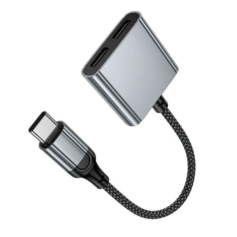Adapter AUX USB C to 2x USB C max 10W Hoco UPA34A UPA34A gray - Image 9