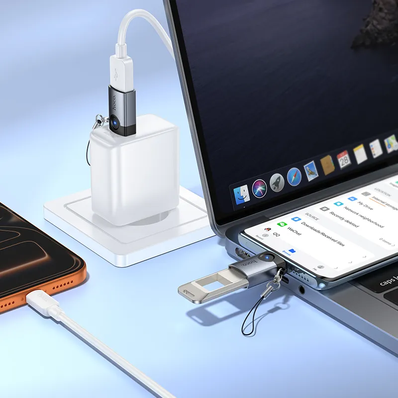 Adapter OTG USB C to USB A Hoco 3A UA46C gray - Image 8