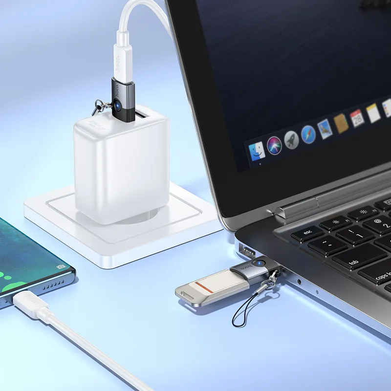 Adapter OTG USB A to USB C Hoco UA46B gray - Image 8