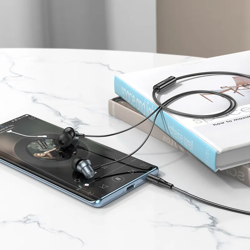 Wire earphones Jack 3,5 mm Hoco M110 metal gray - 5. kép