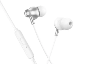 Vezetékes fülhallgató mikrofonnal, Jack 3,5 mm-es csatlakozóval, Hoco M119 ezüst