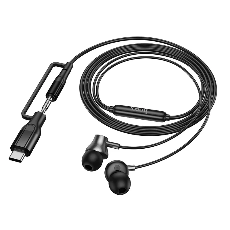 Wired earphones with microphone Jack 3,5 mm/ USB C Hoco M119A black - Image 6